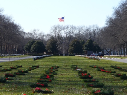 National Cemetery, Farmingdale, NY,  Wreaths laid on Veterans Graves